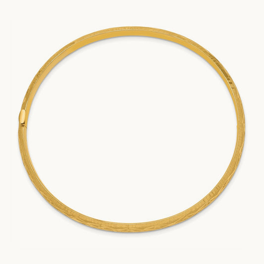 3/16 Diamond-cut Fancy Hinged Bangle Bracelet, 14K
