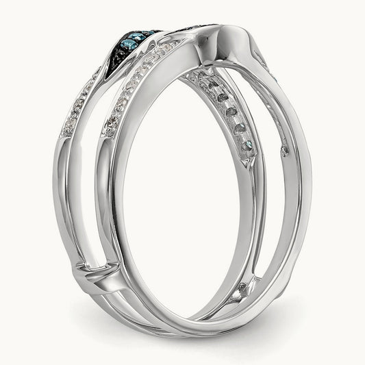 Blue and White Diamond Guard w/ Black Rhodium, 14K White Gold