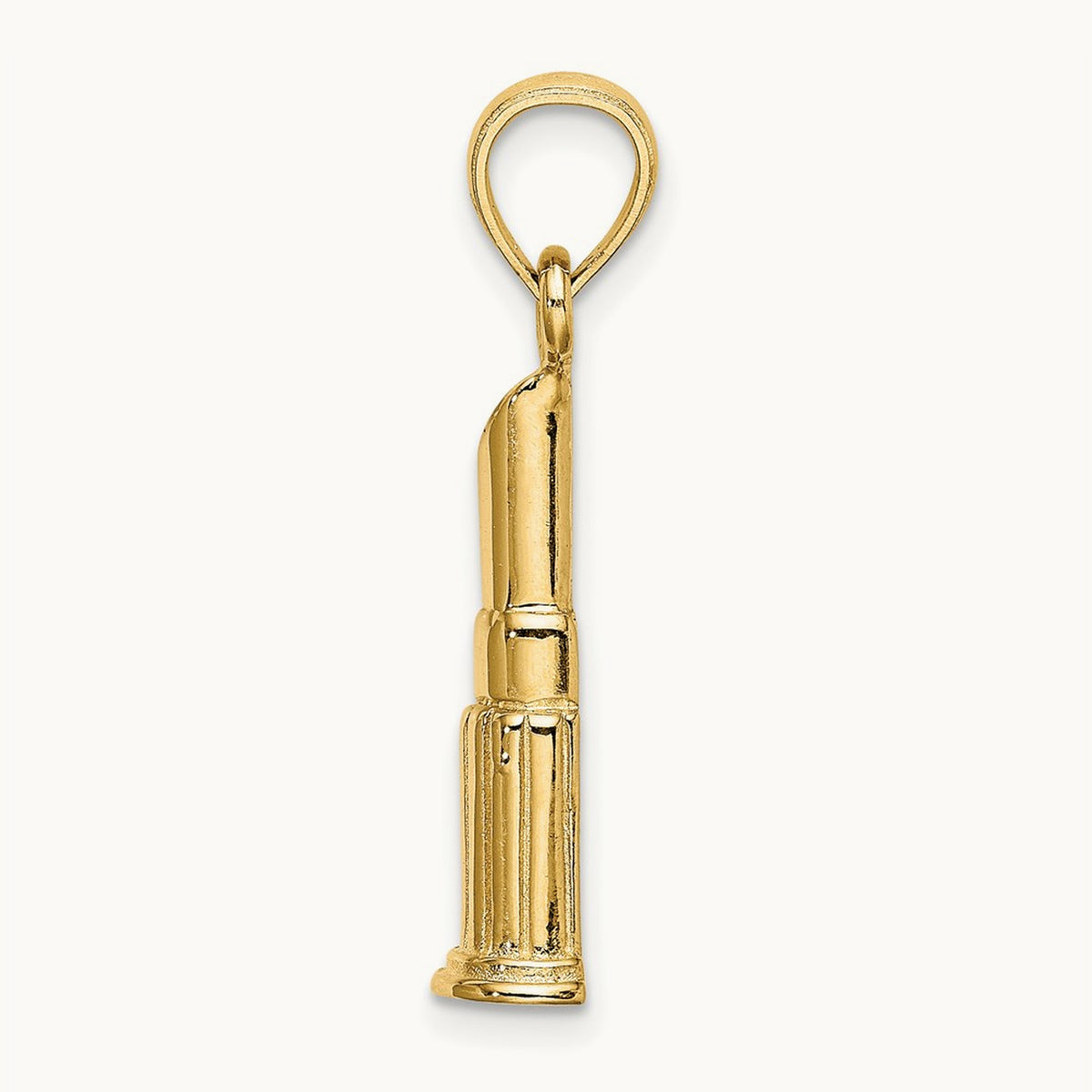 2-D Polished Lipstick Tube Charm, 14K