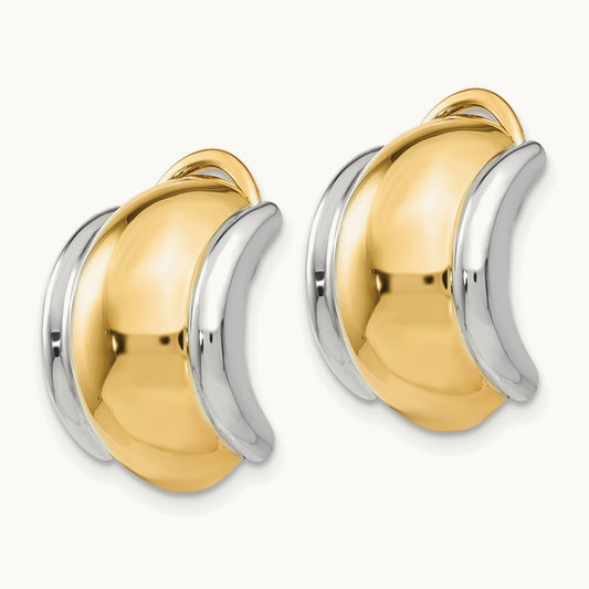 Omega Clip Non-pierced Earrings, 14K with Rhodium