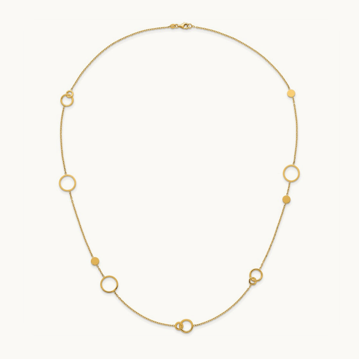 Polished Circle Pattern Necklace, 14K
