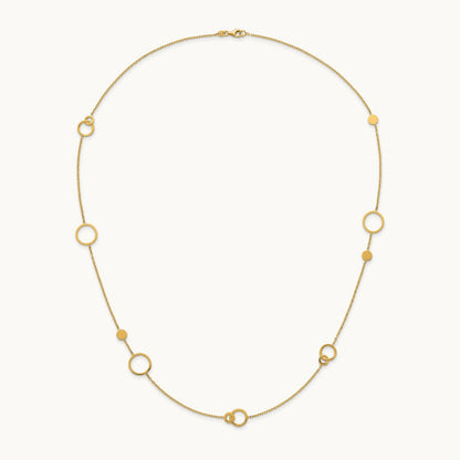 Polished Circle Pattern Necklace, 14K