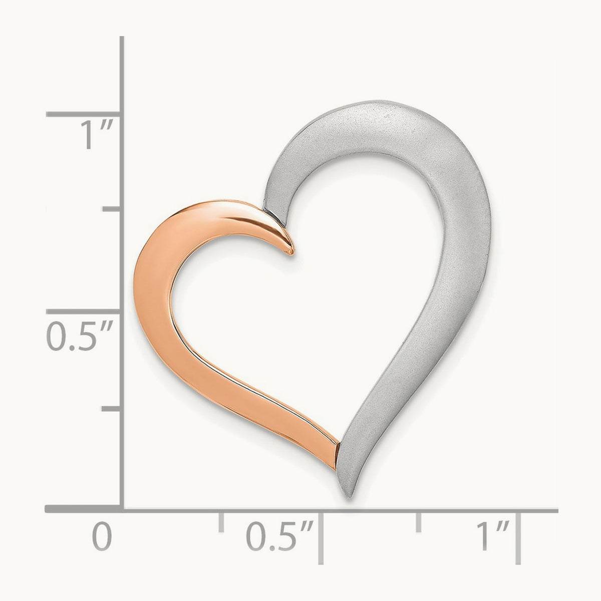 Polished/Satin Heart Chain Slide, 14K Two-tone