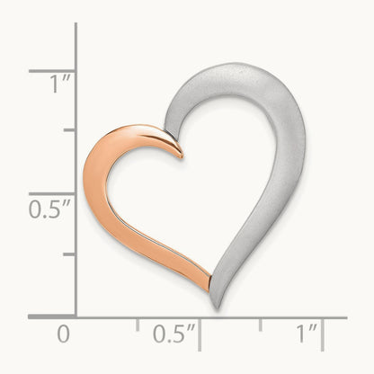 Polished/Satin Heart Chain Slide, 14K Two-tone