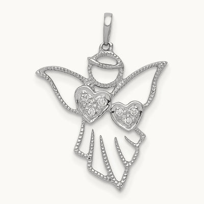 Diamond Angel Pendant, 14K White Gold