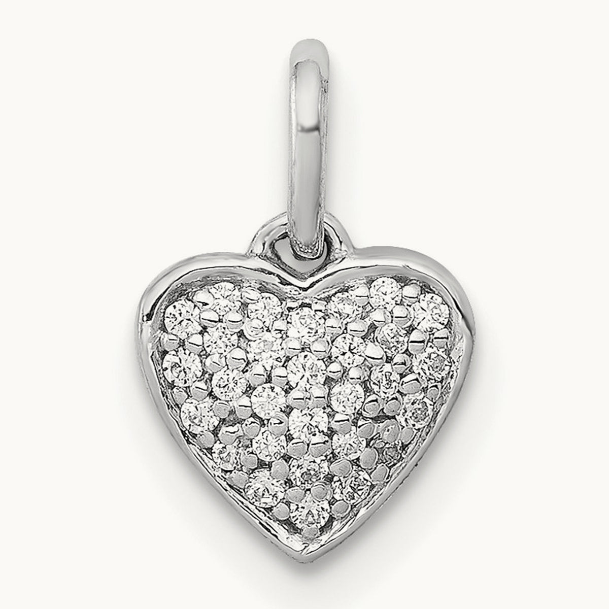 Diamond Heart Pendant — 14K White Gold, 12.45mm