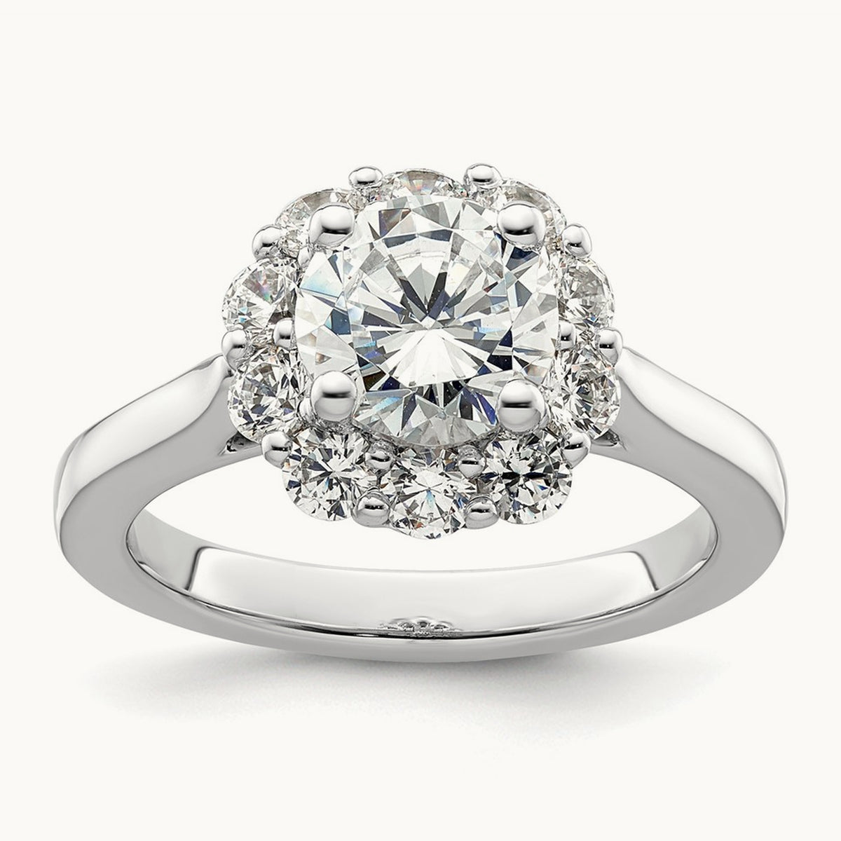 Round Halo Semi-Mount Engagement Ring — 3/4 ct, 7