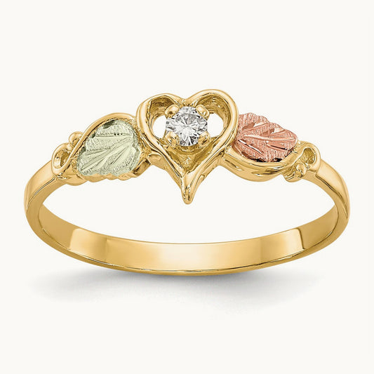 Black Hills Gold Heart Ring, 0.05 ct tw