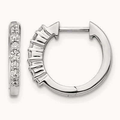 Diamond Hinged Hoop Earrings — 14K White Gold, 14mm