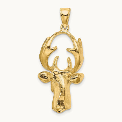 3-D Deer Head Charm, 14K