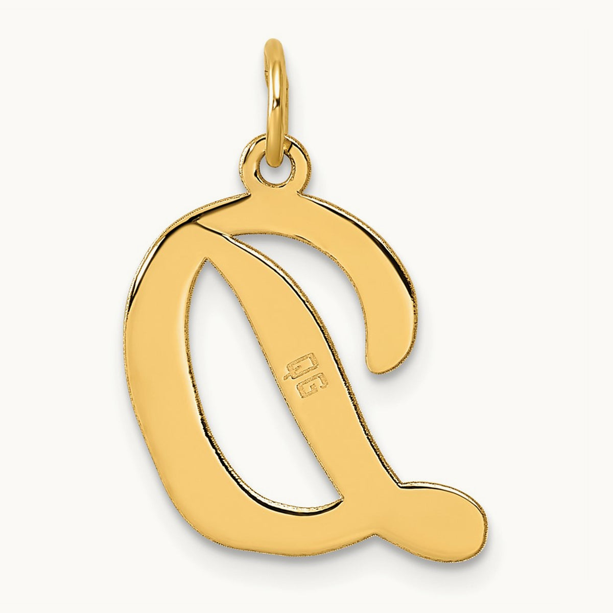 Large Script Initial Charm — 14K Yellow Gold, D
