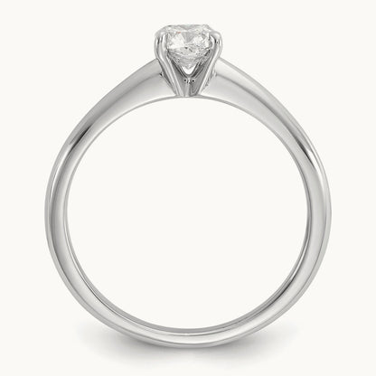 1/2ct Cert Lab Grown Diamond VS+ F+ Cushion Comp Solitaire Eng Ring, 14K White Gold