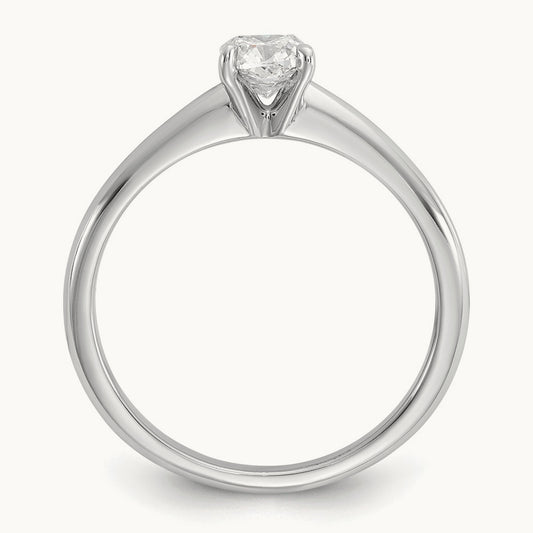 1/2ct Cert Lab Grown Diamond VS+ F+ Cushion Comp Solitaire Eng Ring, 14K White Gold