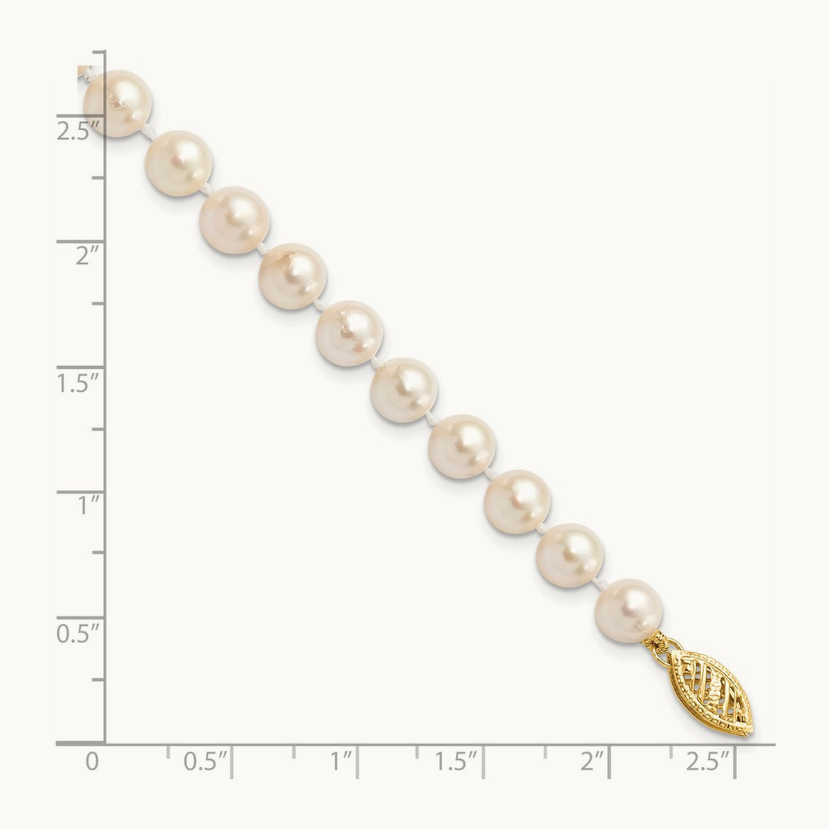 6- Round White Saltwater Akoya Cultured Pearl Bracelet, 7mm, 14K