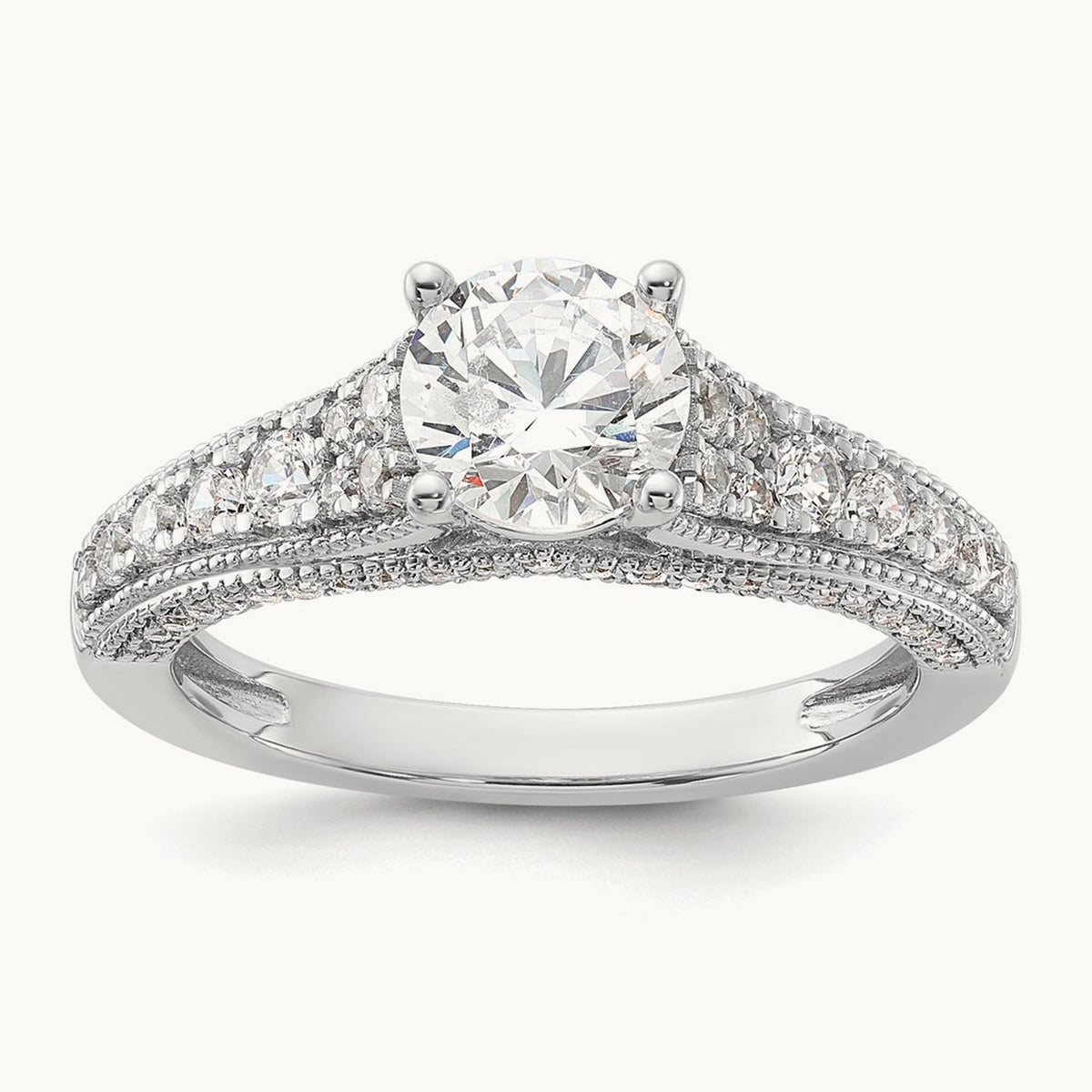 Round Engagement Ring, 1.50 ct tw Lab-Grown Diamond — 14K White Gold