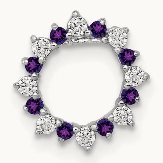 Diamond and .08 Amethyst Fancy Circle Chain Slide, 14K White Gold