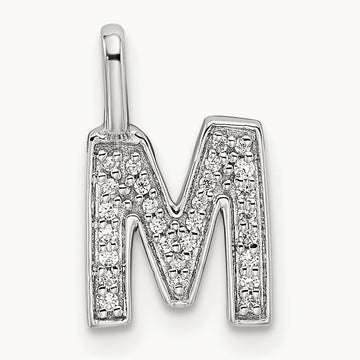 Diamond Letter M Initial Pendant, 14K White Gold