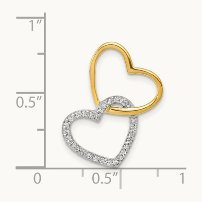1/10ct. Diamond Double Heart Chain Slide, 14K Two-tone