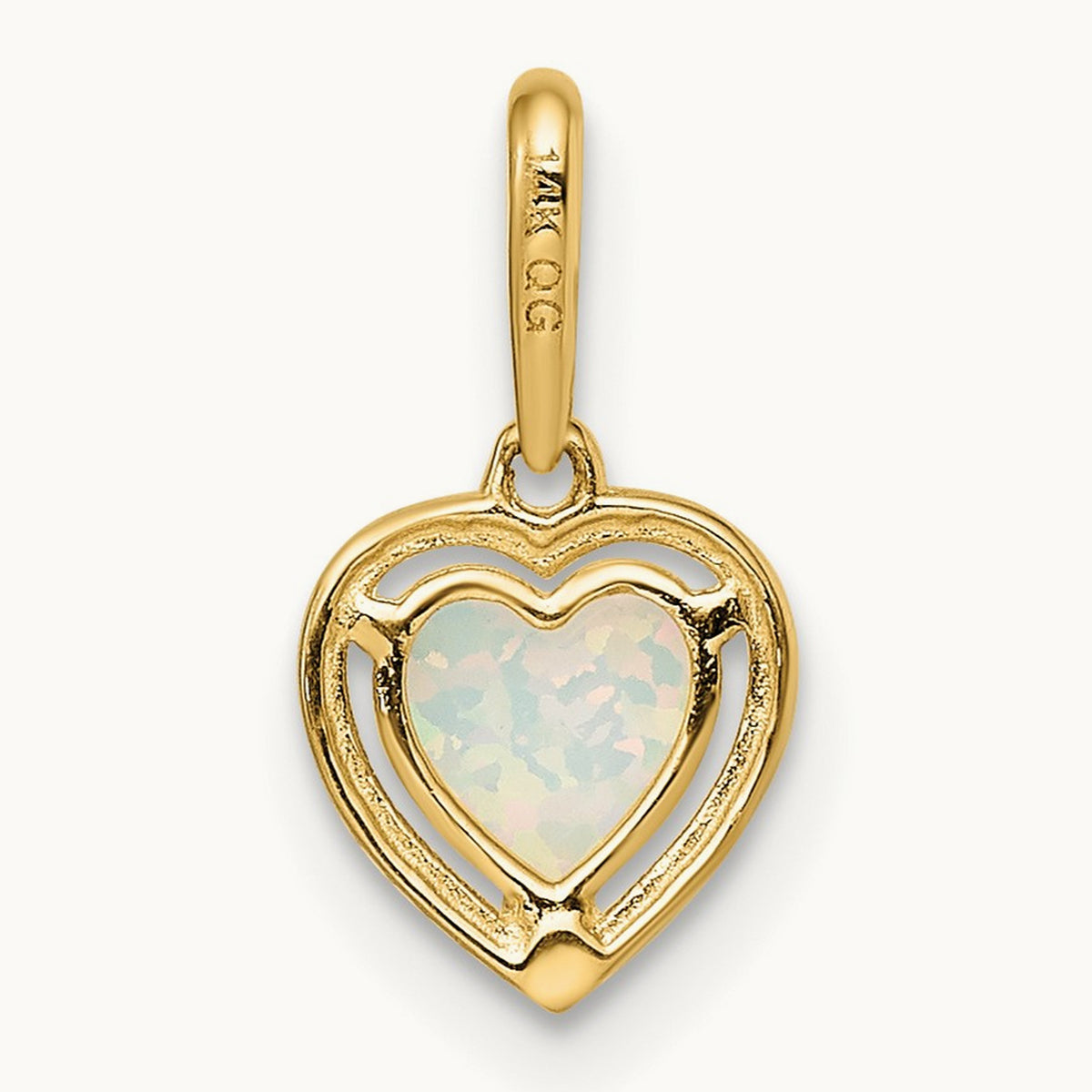Lab Created Opal Heart Pendant, 14K