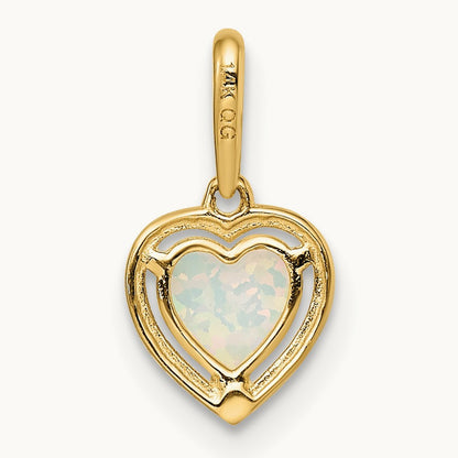 Lab Created Opal Heart Pendant, 14K