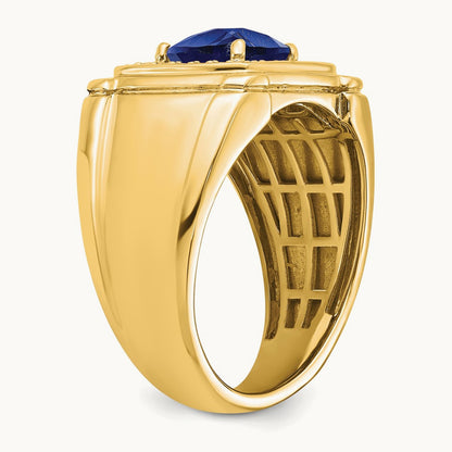 And Created Sapphire Men's Ring, 0.25 ct tw Lab-Grown Diamond