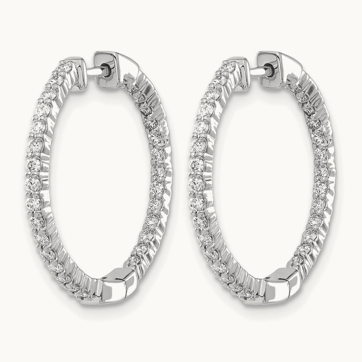 In/Out Hoop Earrings, 0.50 ct tw Lab-Grown Diamond — 14K White Gold