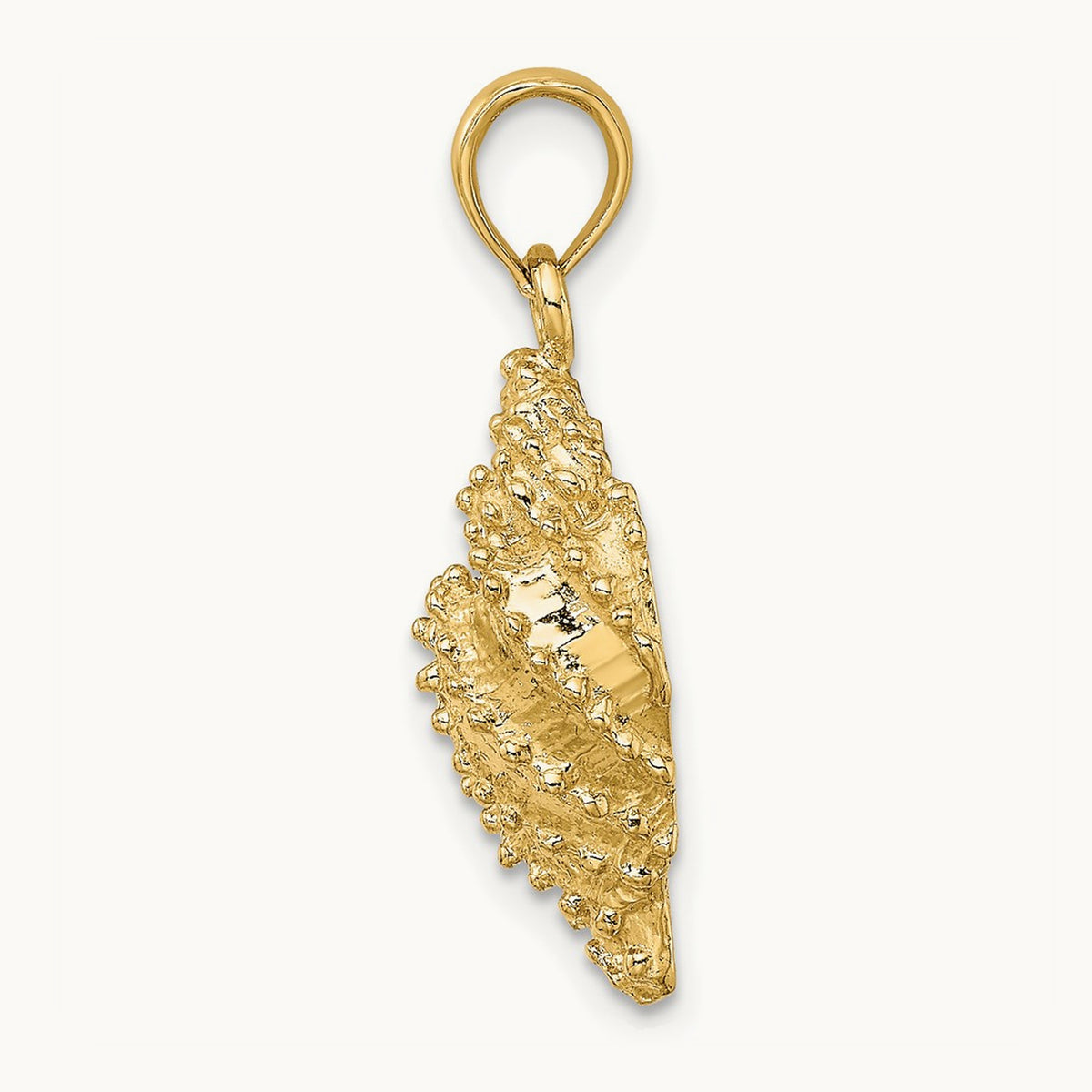 Textured Conch Shell Charm, 14K