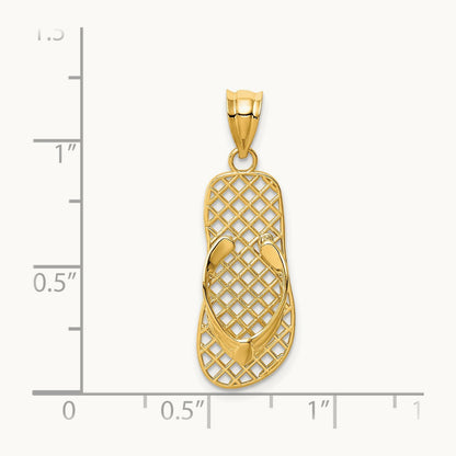 Mesh Flip flop Pendant, 14K