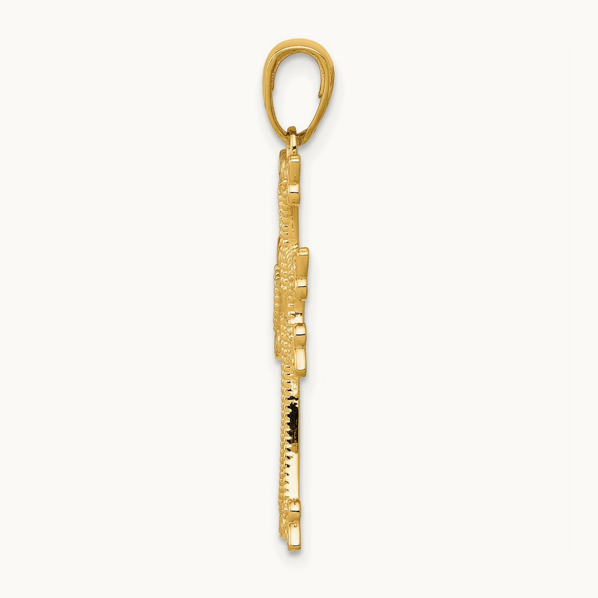 Polished/Textured Armenian Cross Pendant, 14K