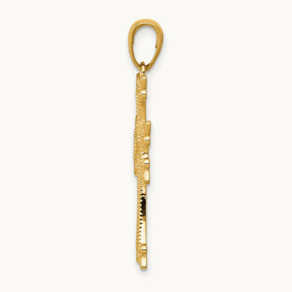 Polished/Textured Armenian Cross Pendant, 14K