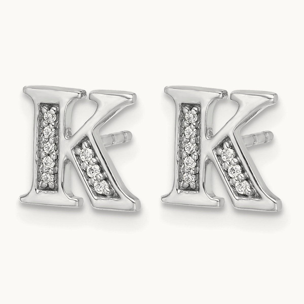 Diamond Earrings — 14K White Gold, 8mm, K