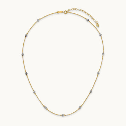 D/C Beads w/ 2in Ext Necklace, 14K Two-tone