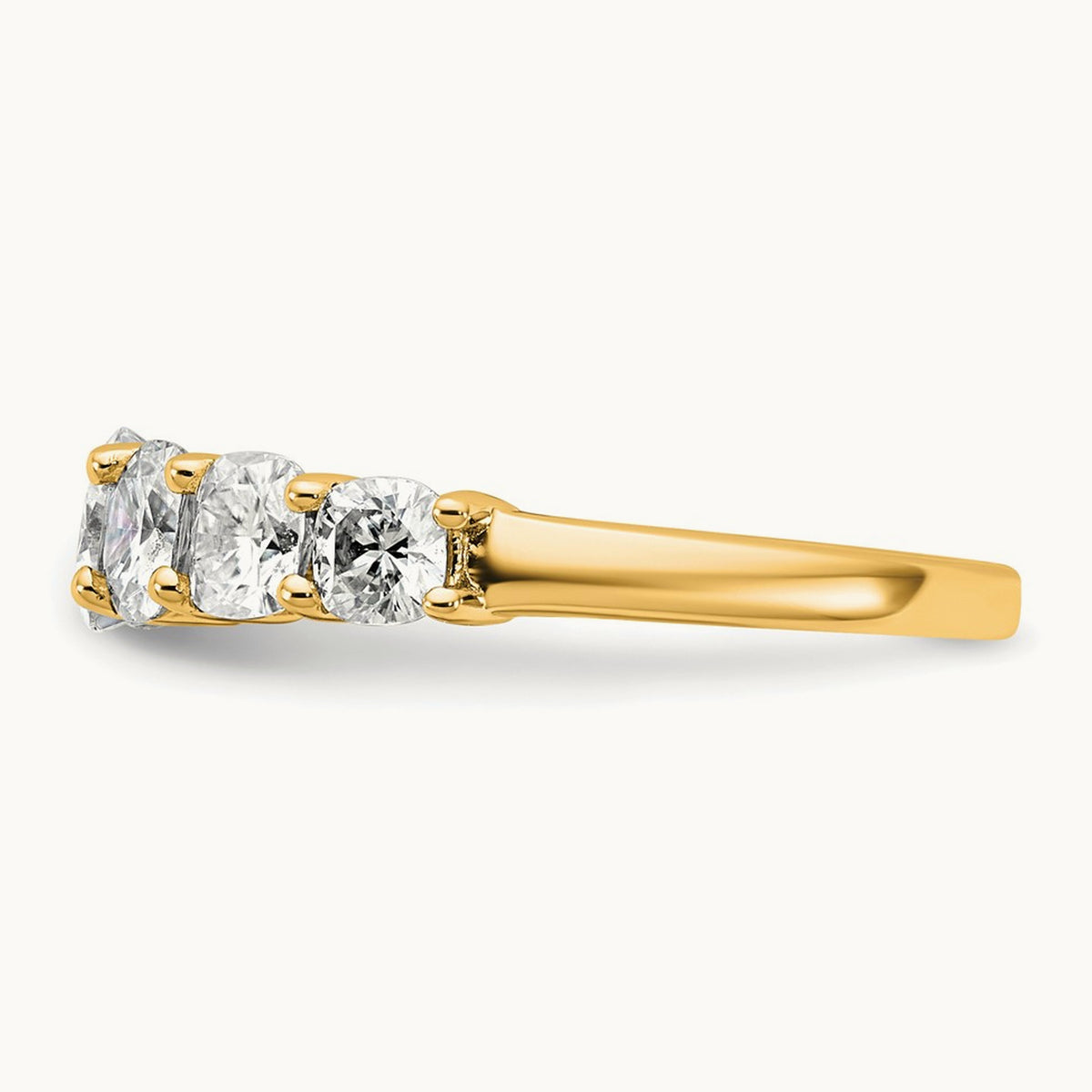Cushion 7 Stone Band, 1.50-3.25 ct tw Lab-Grown Diamond — 2 3/8 ct, 14K Yellow Gold