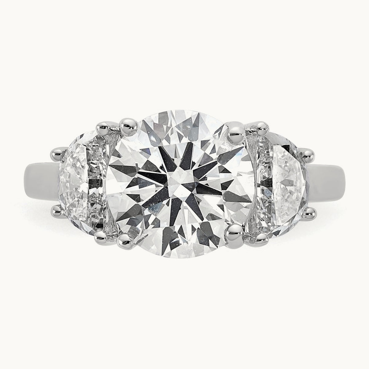 Round 3 Stone Engagement Ring, 1.25-4.00 ct tw Lab-Grown Diamond — 4 ct, 14K White Gold