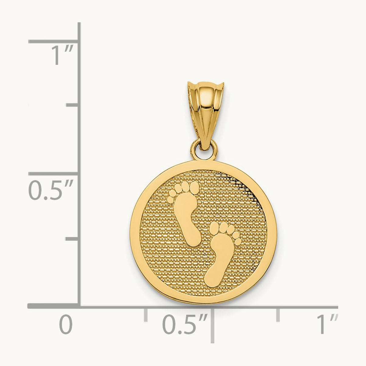 Polished Reversible Have Faith/Footprints Pendant, 14K