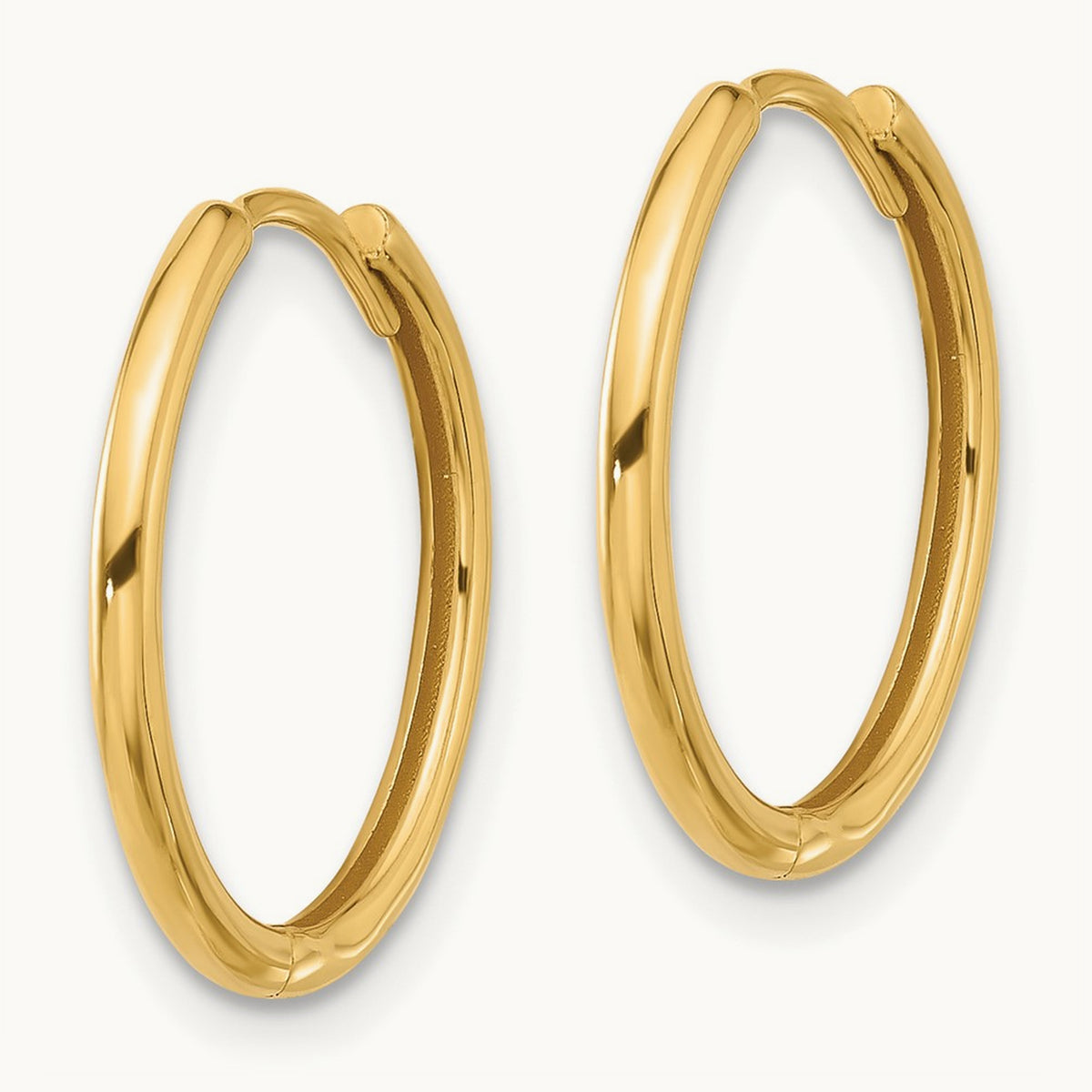 Polished Hinged Hoop Earrings — 14K Yellow Gold