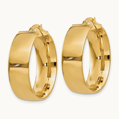 Polished Large Hoop Earrings, 7.75mm, 14K