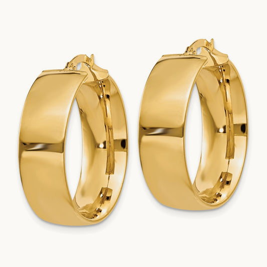 Polished Large Hoop Earrings, 7.75mm, 14K