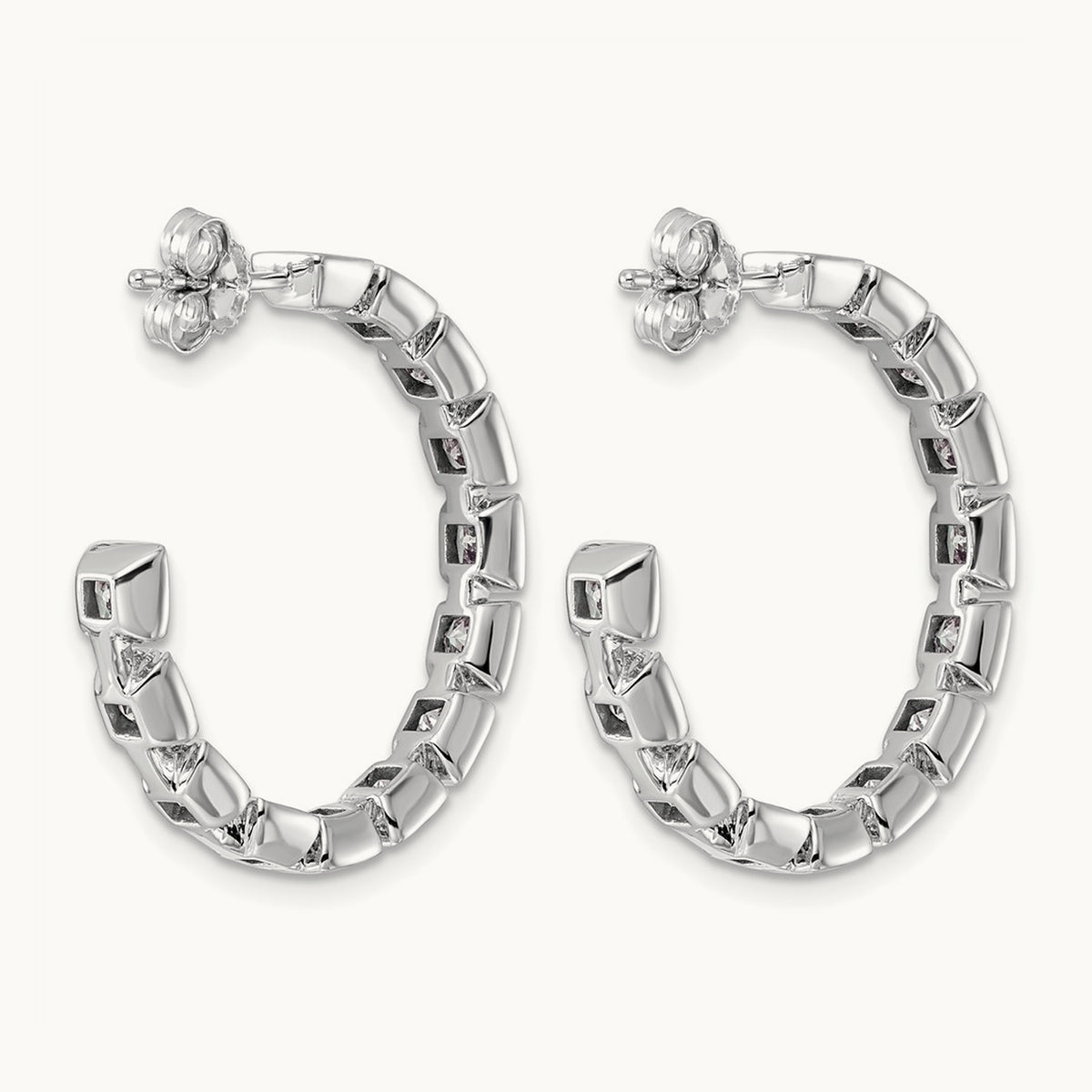 Post Princess Hoop Earrings, 4.25-5.25 ct tw Lab-Grown Diamond