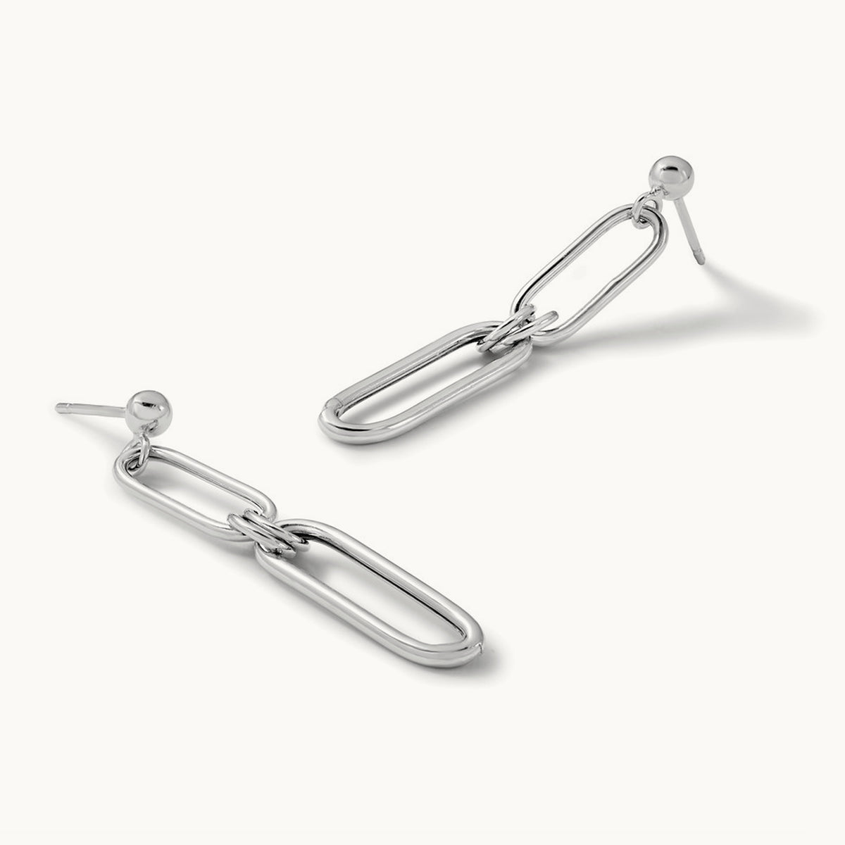 RH-plt Polish Paperclip Link Dangle Post Earrings, Sterling Silver — Leslie's