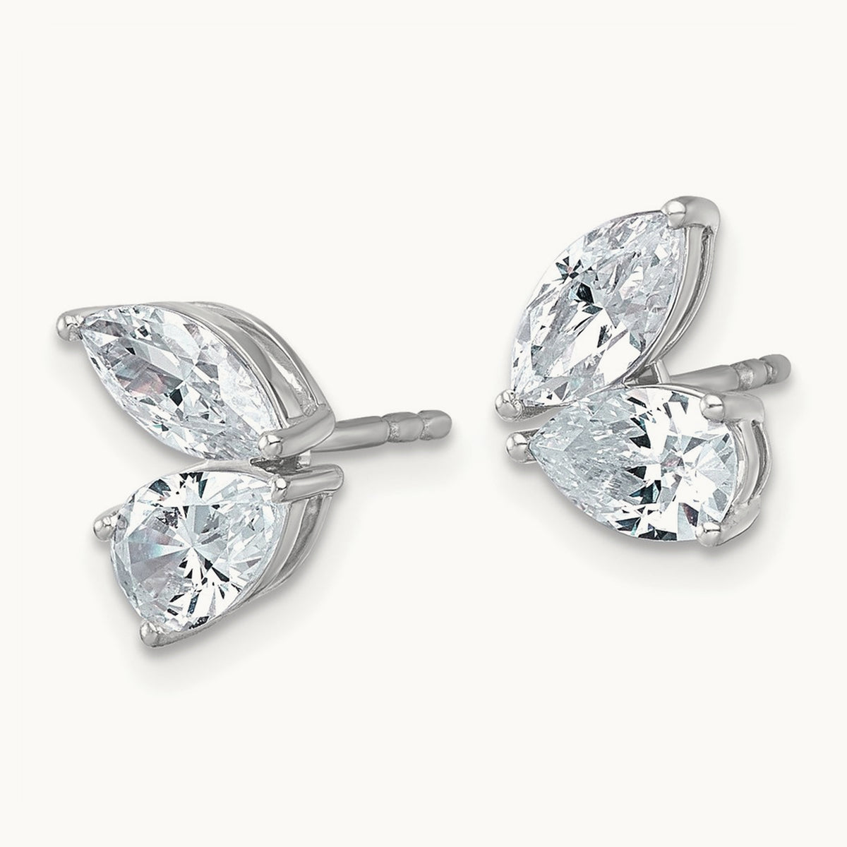 Marquise & Pear 2 Stone Post Earrings, 2.00 ct tw Lab-Grown Diamond
