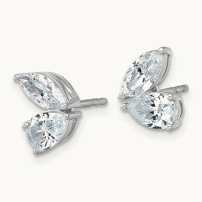 Marquise & Pear 2 Stone Post Earrings, 2.00 ct tw Lab-Grown Diamond