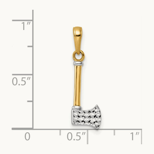D/C Axe Pendant, 14K with White Rhodium