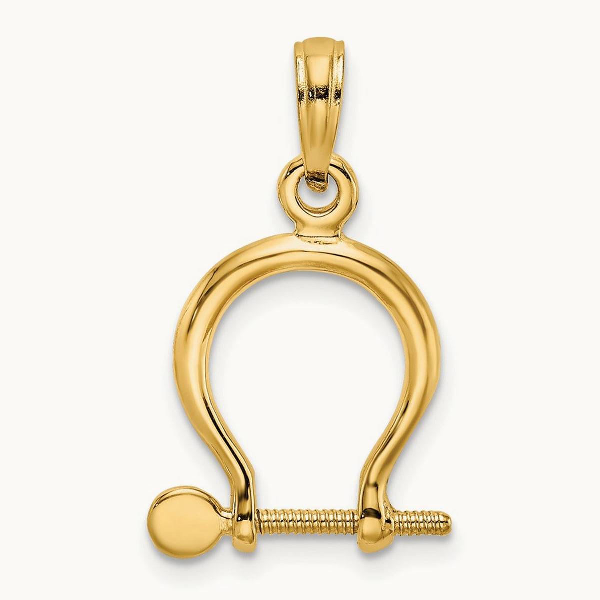 3-D Small Shackle Link Screw Charm — 14K Yellow Gold