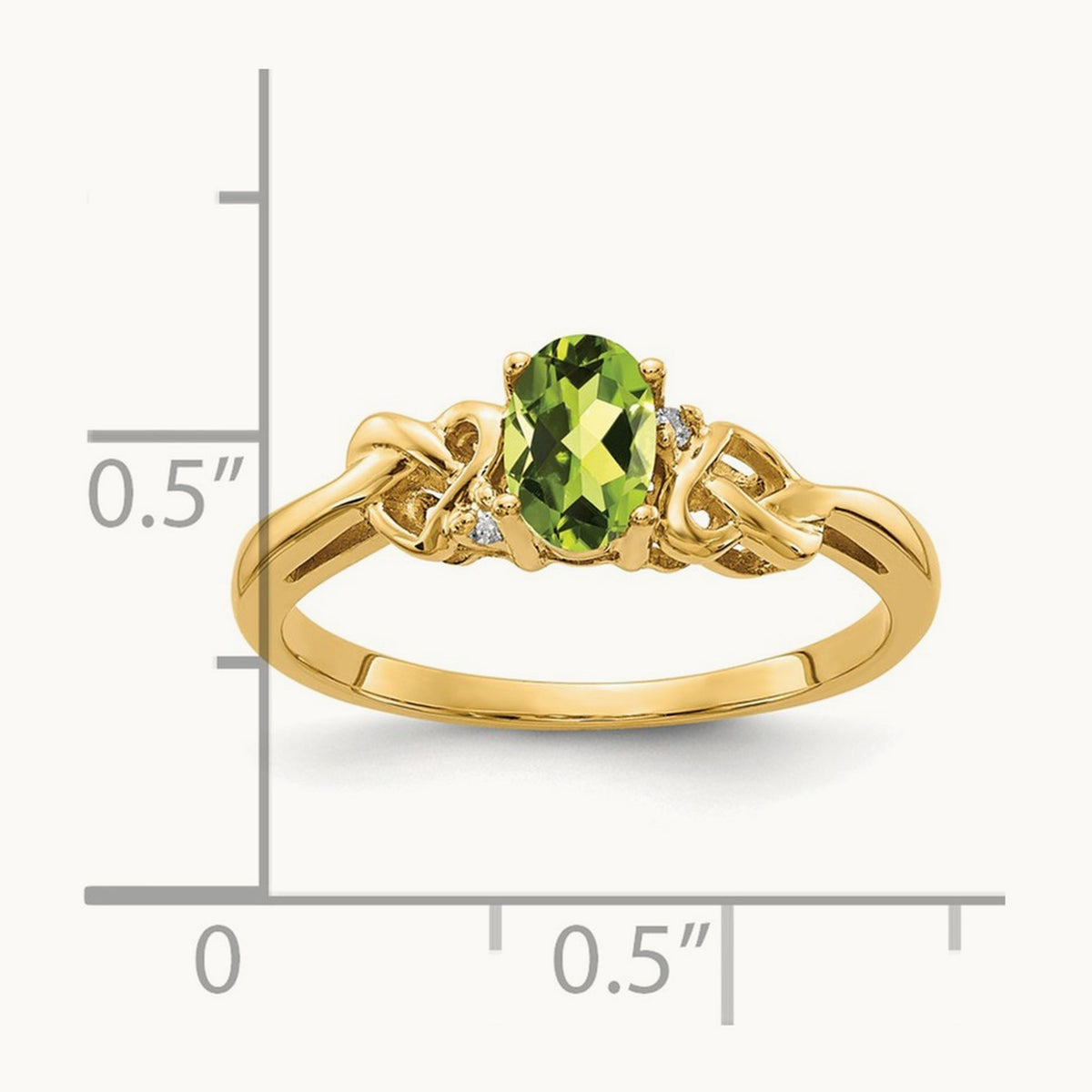 Peridot & AA Diamond Ring, 14K