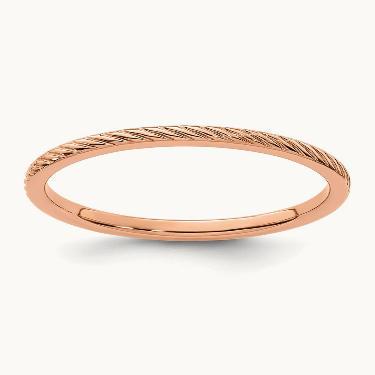 Twisted Wire Pattern Stackable Band — 10K Rose Gold