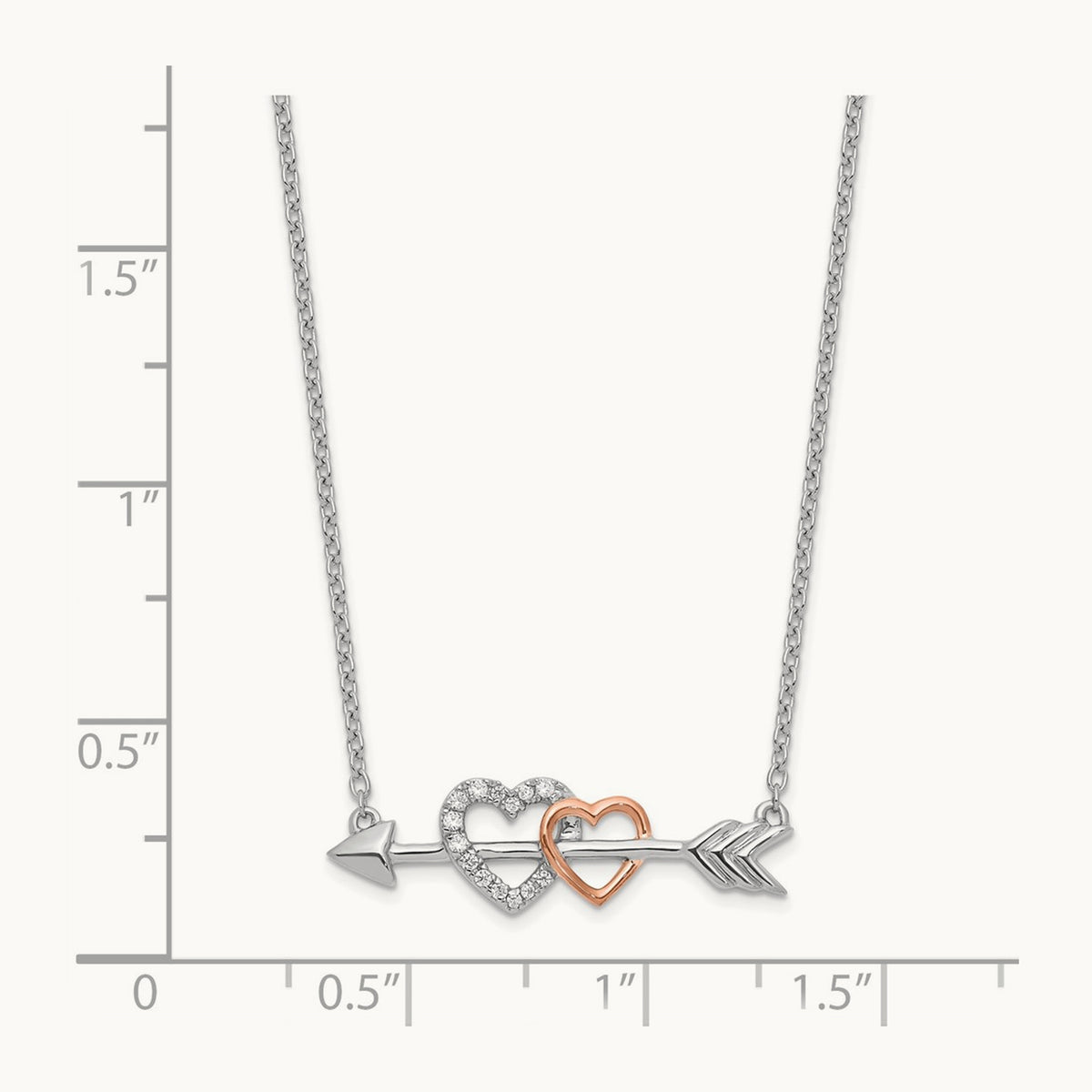 Diamond Hearts on Arrow 18in Necklace, 14K Two-tone