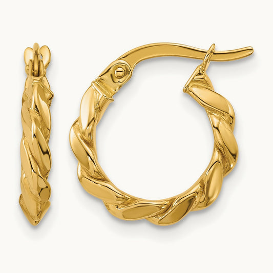 Polished Twisted Round Hoop Earrings — Leslie's — photo set