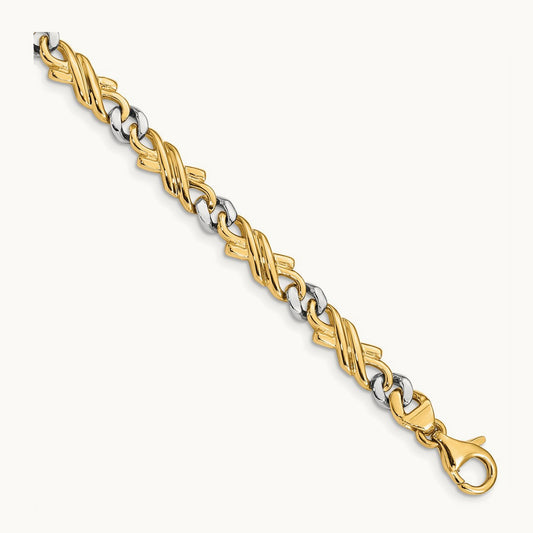 Hand-Polished Fancy Link Chain, 6mm, 14K Two-tone