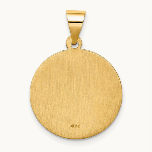 Hollow Polished/Satin Round St. Edmund Medal, 14K